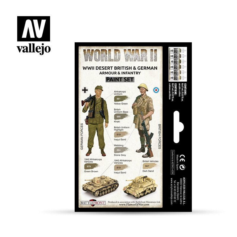 Vallejo 70208 WWII Desert British &amp;amp; German Armour &amp;amp; Infantry 6x17ml – immagine 2