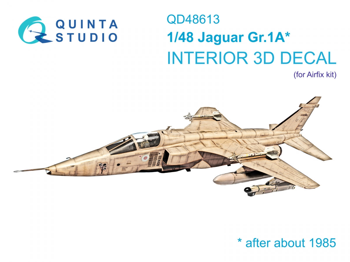 Quinta Studio QD48613 Jaguar Gr.1A 3D-Printed & coloured Interior on decal paper (Airfix) 1/48