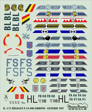 ModelMaker Decals D48175 Belgian F-16 Squadrons GENERIC SET 1/48 – immagine 4