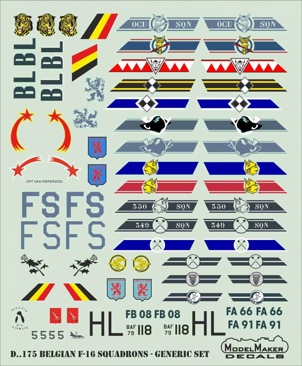 ModelMaker Decals D48175 Belgian F-16 Squadrons GENERIC SET 1/48 – immagine 4