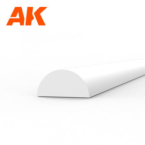AK Interactive AK6553 HALF CANE 3.00 X 350MM – STYRENE HALF CANE – (3 UNITS) – immagine 2