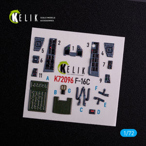 KELIK K72096 F-16C - interior 3D decals for Hasegawa kit 1/72 – imagen 2