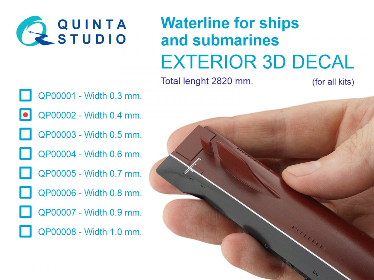 Quinta Studio QP00002 Waterline for ships and submarines. Width 0.4 mm, length 2820 mm. (for all kits)