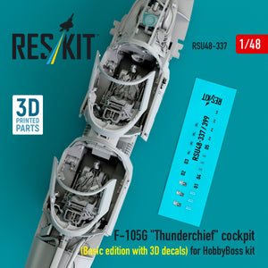 RESKIT RSU48-0337 F-105G &amp;quot;Thunderchief&amp;quot; cockpit (Basic edition with 3D decals) for HobbyBoss kit (3D Printed) 1/48 – immagine 3