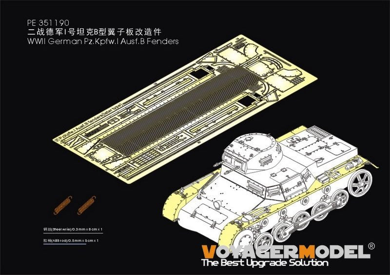 Ailes de char allemand Pz.Kpfw.I Ausf.B de la Seconde Guerre mondiale, modèle Voyager PE351190 (pour TAKOM 2145), échelle 1/35