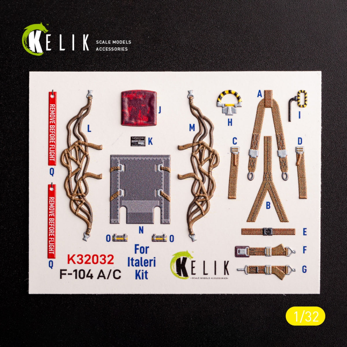 KELIK K32032 F-104 A/C - interior 3D decals for Italeri kit 1/32