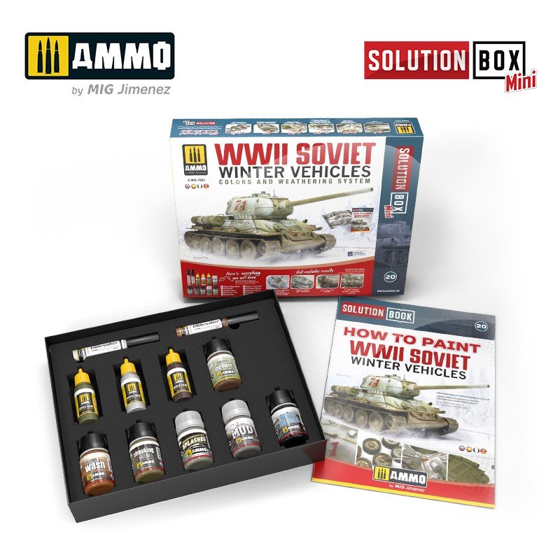 AMMO de Mig Jimenez 7903 SOLUTION BOX MINI (20) - Comment peindre des véhicules soviétiques d&amp;#39;hiver de la Seconde Guerre mondiale – image 2
