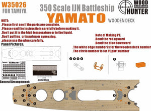 Wood Hunter W35026 Wood deck IJN Yamato for Tamiya 78025 1/350