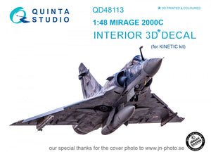 Intérieur imprimé en 3D et coloré sur papier décalcomanie Quinta Studio QD48113 Mirage 2000C (pour kit Kinetic) 1/48