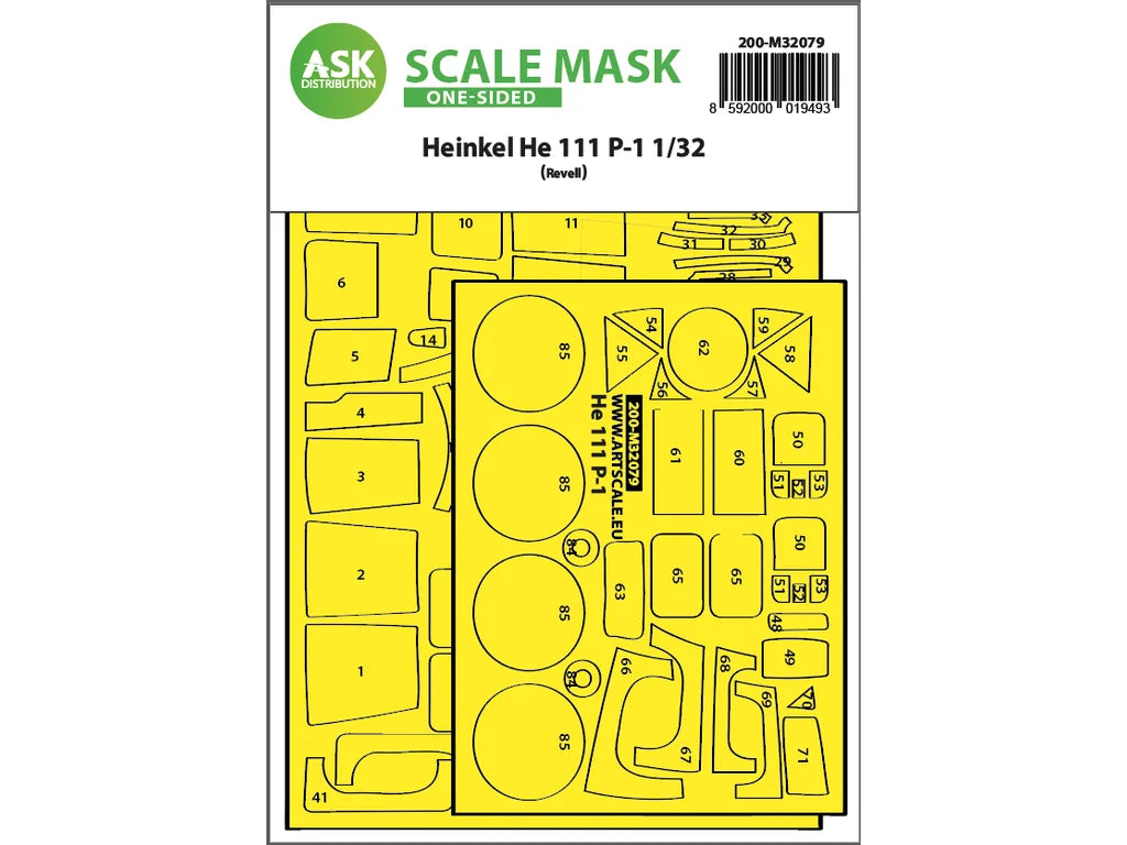 Art Scale Kit M32079 Heinkel He 111P-1 One-Sided Express Fit Mask for Revell 1/32