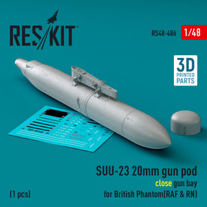 RESKIT RS48-0486 SUU-23 20mm gun pod (close gun bay) for British Phantom (RAF &amp;amp; RN) (1 pcs) (3D Printed) 1/48 – imagen 2