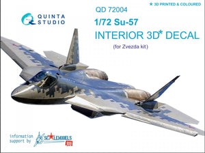 Quinta Studio QD72004 SU-57 3D-Printed &amp;amp; coloured Interior on decal paper (for Zvezda kit)1/72