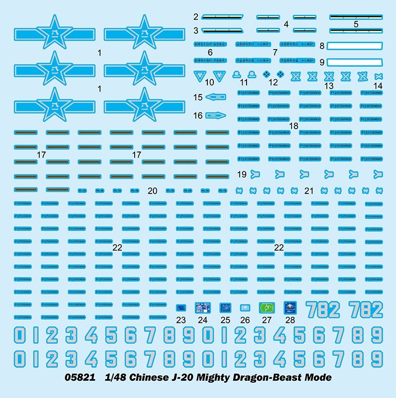 Trumpeter 05821 Chinese J-20 Mighty Dragon-Beast Mode 1/48 – imagen 3
