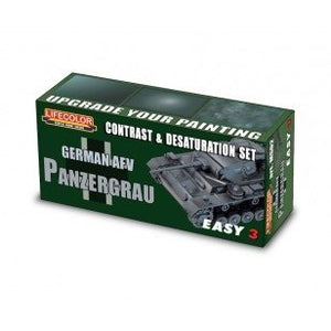 Coffret de peinture acrylique Lifecolor MS02 Panzergrau 3 x 22 ml