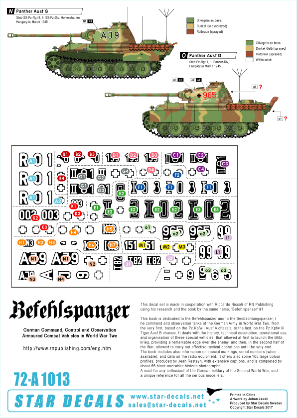 Star Decals 72-A1013 Befehlspanzer # 4. German Command 1/72 – immagine 3