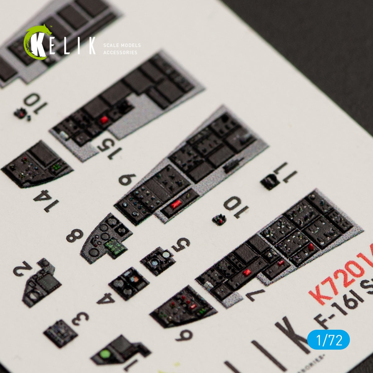 KELIK K72016 F-16I &amp;quot;SUFA&amp;quot; INTERIOR 3D DECALS FOR KINETIC KIT 1/72 – immagine 3