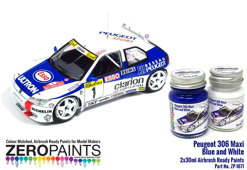 Zero Paints 1671 Peugeot 306 Maxi 1996 Rally Monte Carlo Blue/White Paint Set 2x30ml – imagen 2