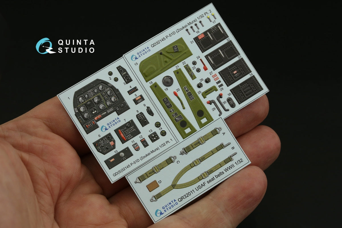 Quinta Studio QD32145 P-51D Mustang 3D-Printed &amp;amp; coloured Interior on decal paper (Zoukei-Mura SWS) 1/32 – Bild 3
