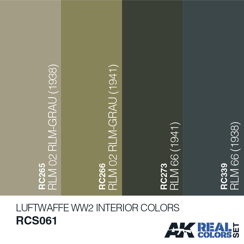 AK Interactive RCS061 LUFTWAFFE WW2 INTERIOR COLORS SET 4x10ml – immagine 2