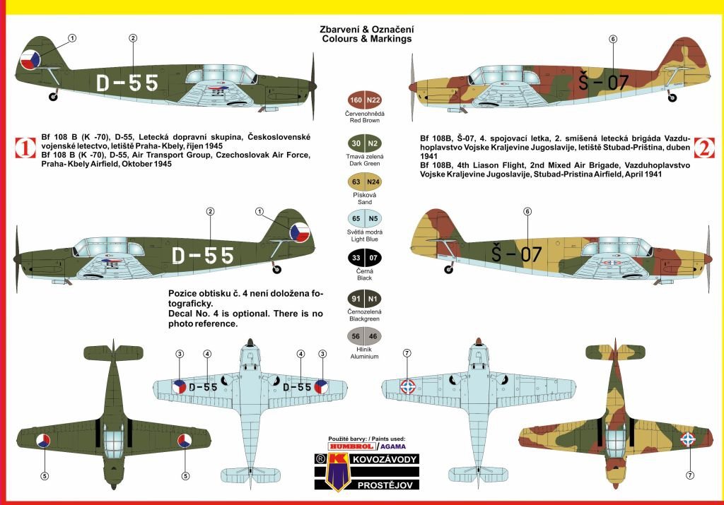 Kovozavody Prostejov KPM0082 MESSERSCHMITT BF 108B/K-70 1/72 – imagen 2