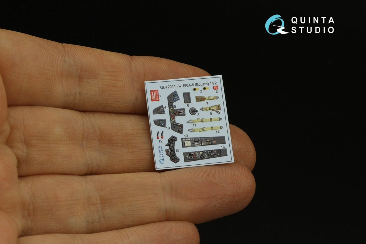 Quinta Studio QD72044 Fw 190A-5 3D-Printed &amp;amp; coloured Interior on decal paper (Eduard) 1/72 – immagine 9