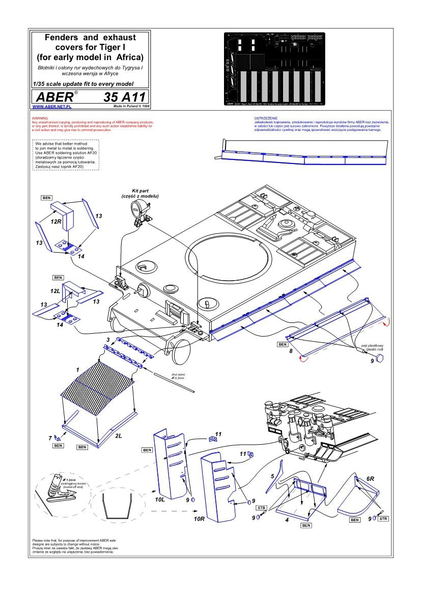 Aber 35A011 Błotniki boczne do Tiger I H1 (Afryka) 1/35 – Bild 4
