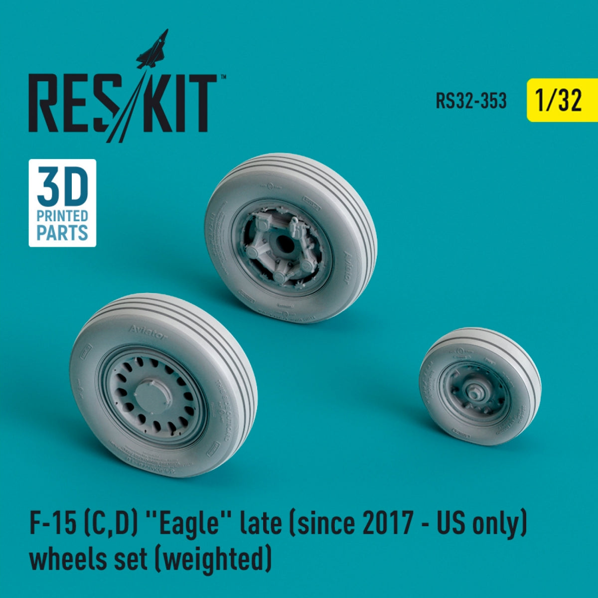 RESKIT RS32-0353 F-15 (C,D) EAGLE LATE (DEPUIS 2017 - ÉPISODE UNIQUEMENT AUX ÉTATS-UNIS) JEU DE ROUES (LESTÉ) (RÉSINE ET IMPRESSION 3D) 1/32