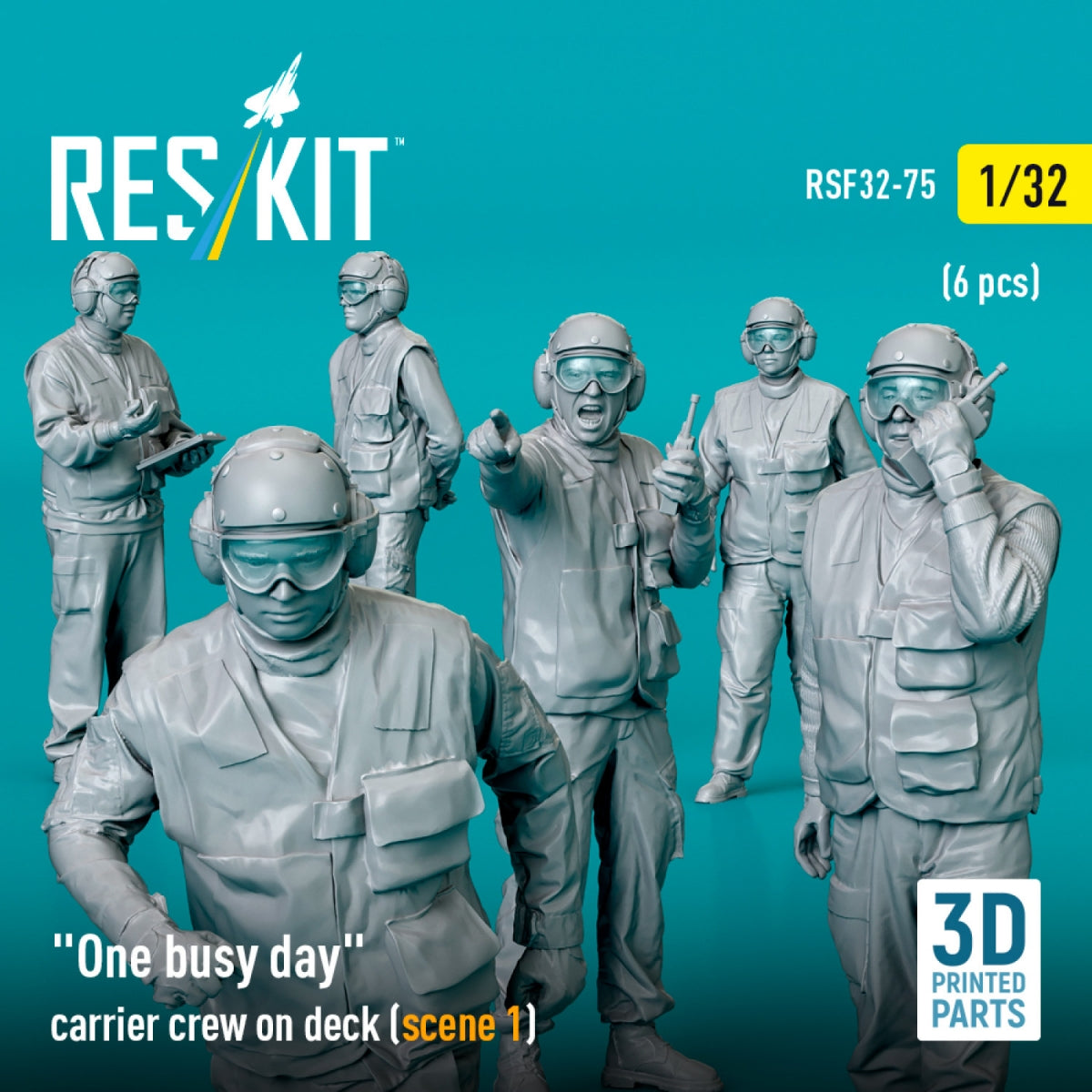 RESKIT RSF32-0076 &amp;quot;One busy day&amp;quot; carrier crew on deck (scene 1) (6 pcs) (3D Printed) 1/32 – zdjęcie 2