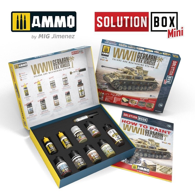AMMO of Mig Jimenez 7902 SOLUTION BOX MINI –WWII German DAK Vehicles – image 3