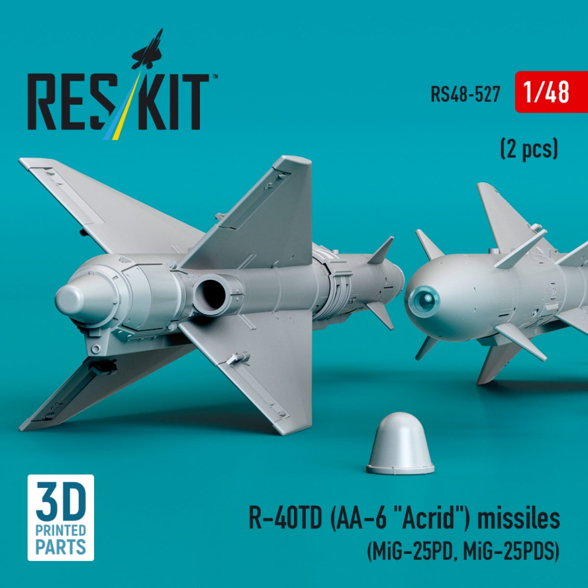 RESKIT RS48-0527 R-40TD (AA-6 &amp;quot;Acrid&amp;quot;) missiles (2 pcs) (3D printed) 1/48 – imagen 2