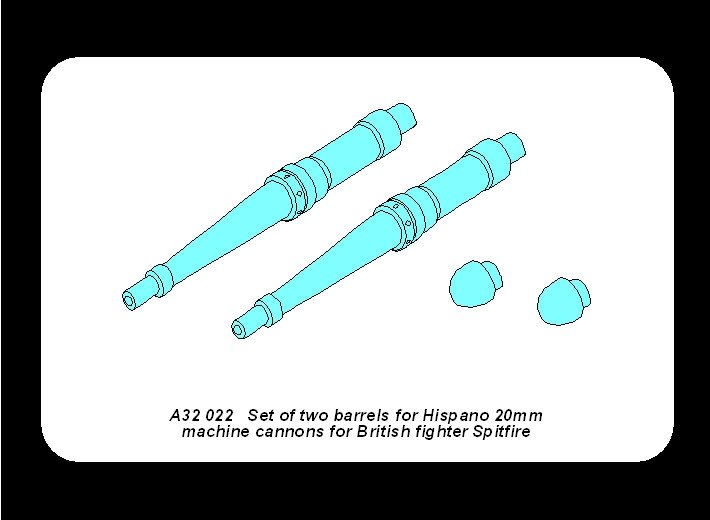 Aber A32022 Set of two barrels for Hispano 20mm machine cannons for British fighter Spitfire 1/32 – imagen 4