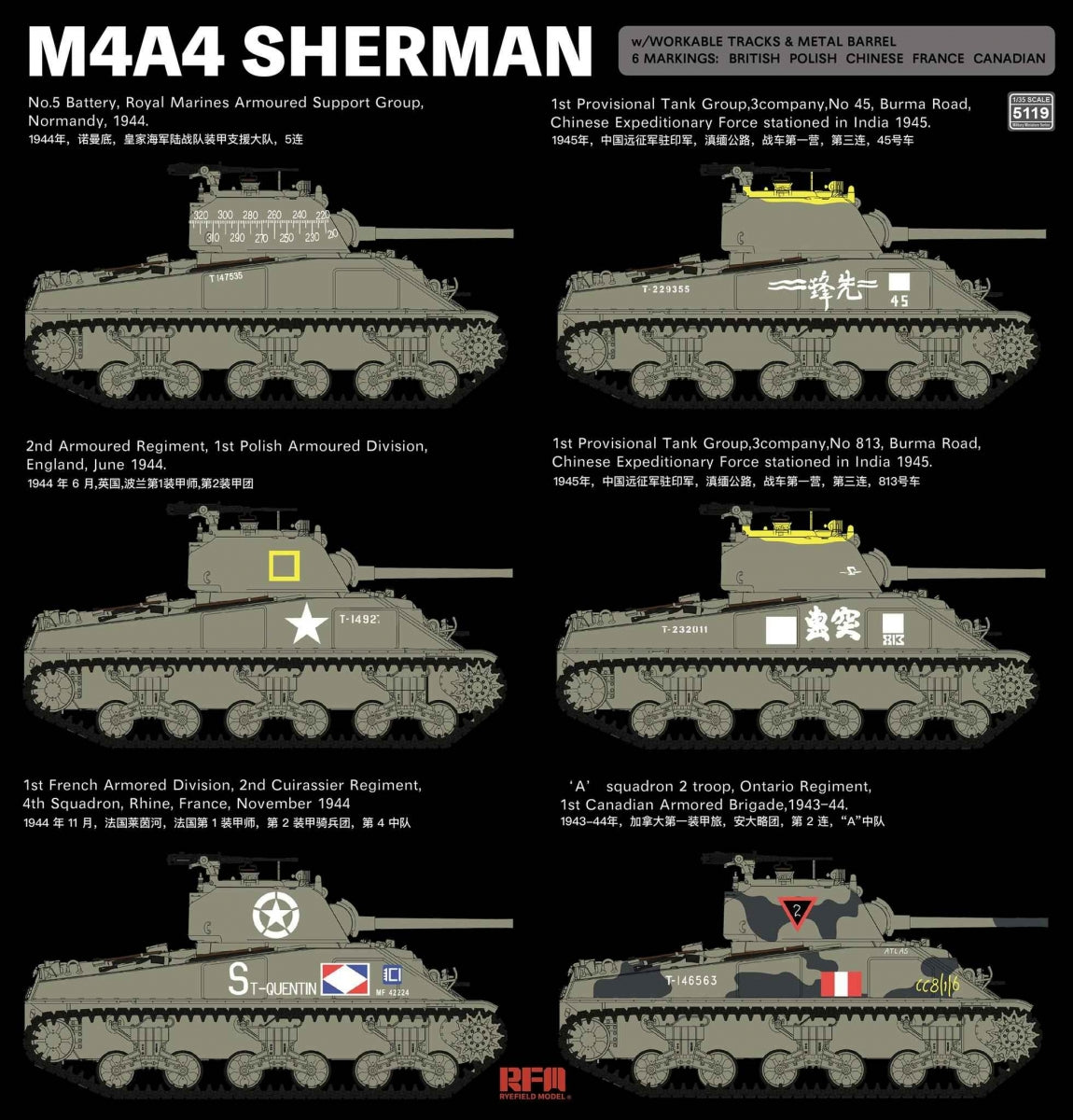 Rye Field Model 5119 M4A4 Sherman 1/35 – Bild 3