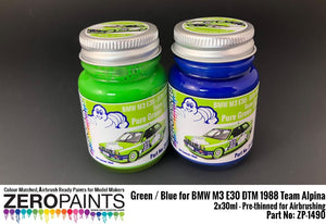Zero Paints ZP-1490 BMW M3 E30 - DTM 1988 Team Alpina - Green / Blue Paint Set 2x30ml – Bild 2