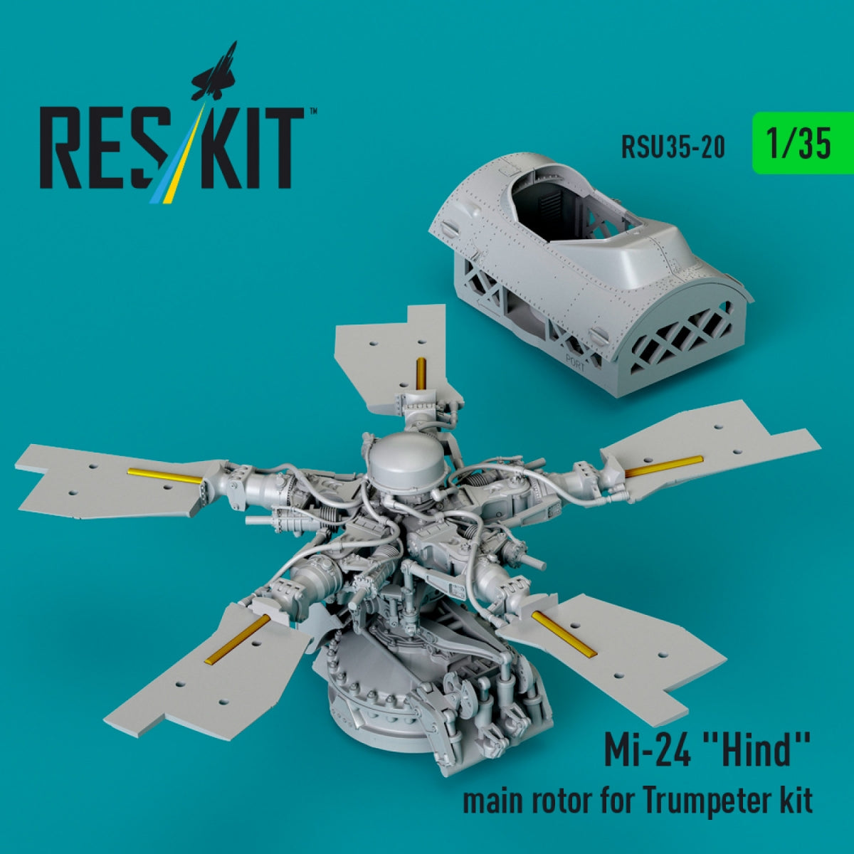 RESKIT RSU35-0020 Mi-24 &amp;quot;Hind&amp;quot; main rotor for Trumpeter kit (3D Printed) 1/35 – immagine 2