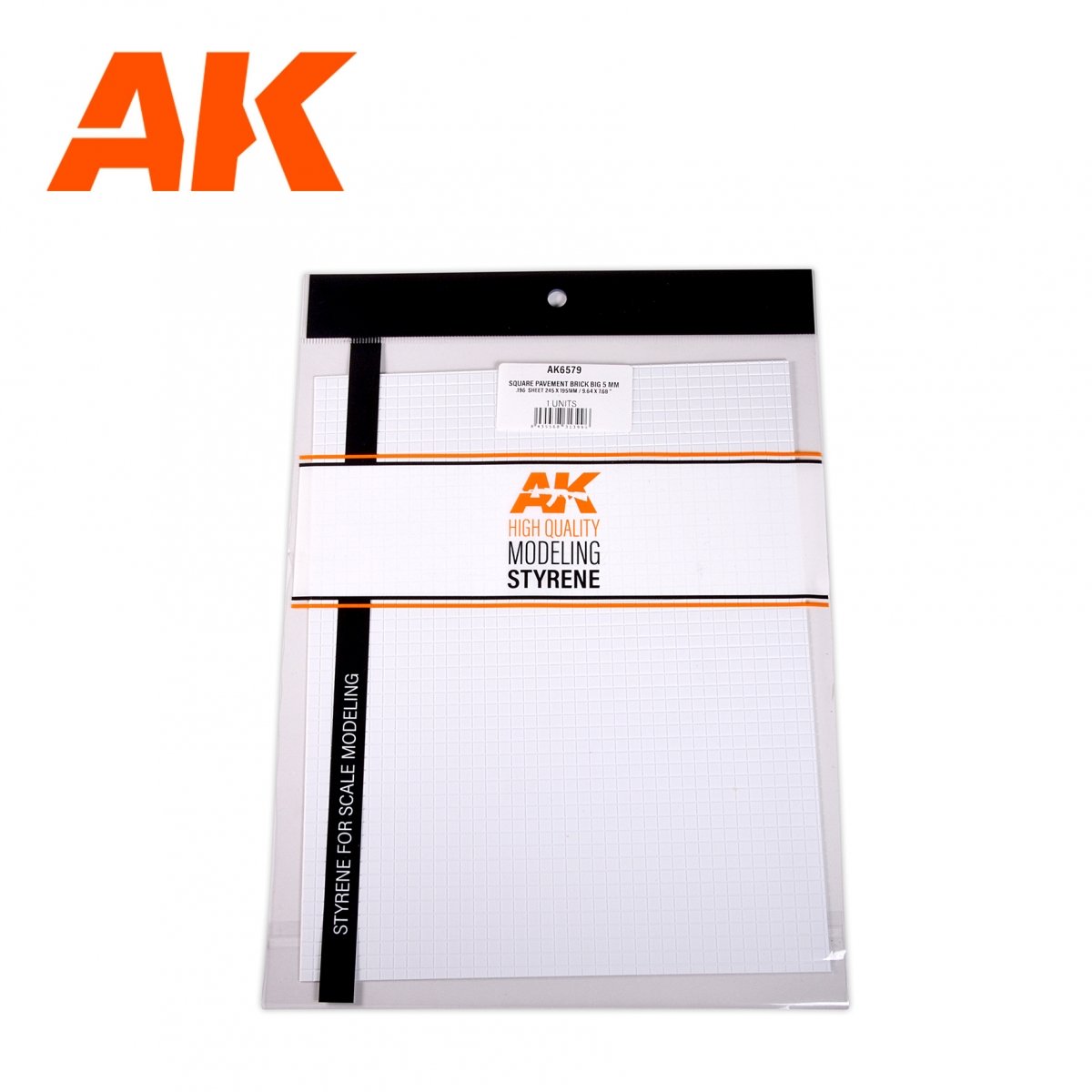 AK Interactive AK6579 SQUARE PAVEMENT BRICK BIG 5 MM / .196 SHEET 245 X 195MM / 9.64 X 7.68 “ TEXTURED STYRENE SHEET – 1 UNIT – Bild 2
