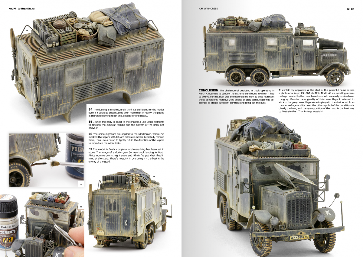 AK Interactive AK130011 ICM – HOW TO PAINT &amp;amp; WEATHER WW2 TRUCKS WARHORSES - English – immagine 3