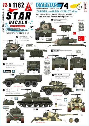 Star Decals 72-A1162 Cyprus 74 Turkish invasion of Cyprus in 1974 1/72