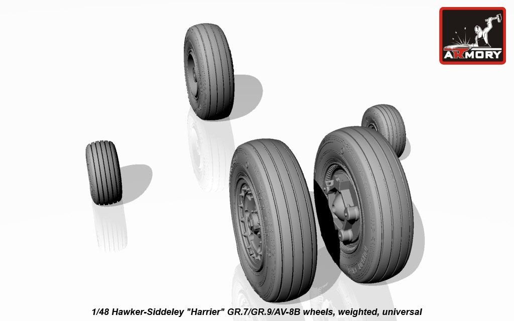 Armory Models AW48405 Hawker-Siddeley Harrier GR.7/GR.9/AV-8B wheels w/ weighted tyres 1/48 – imagen 3
