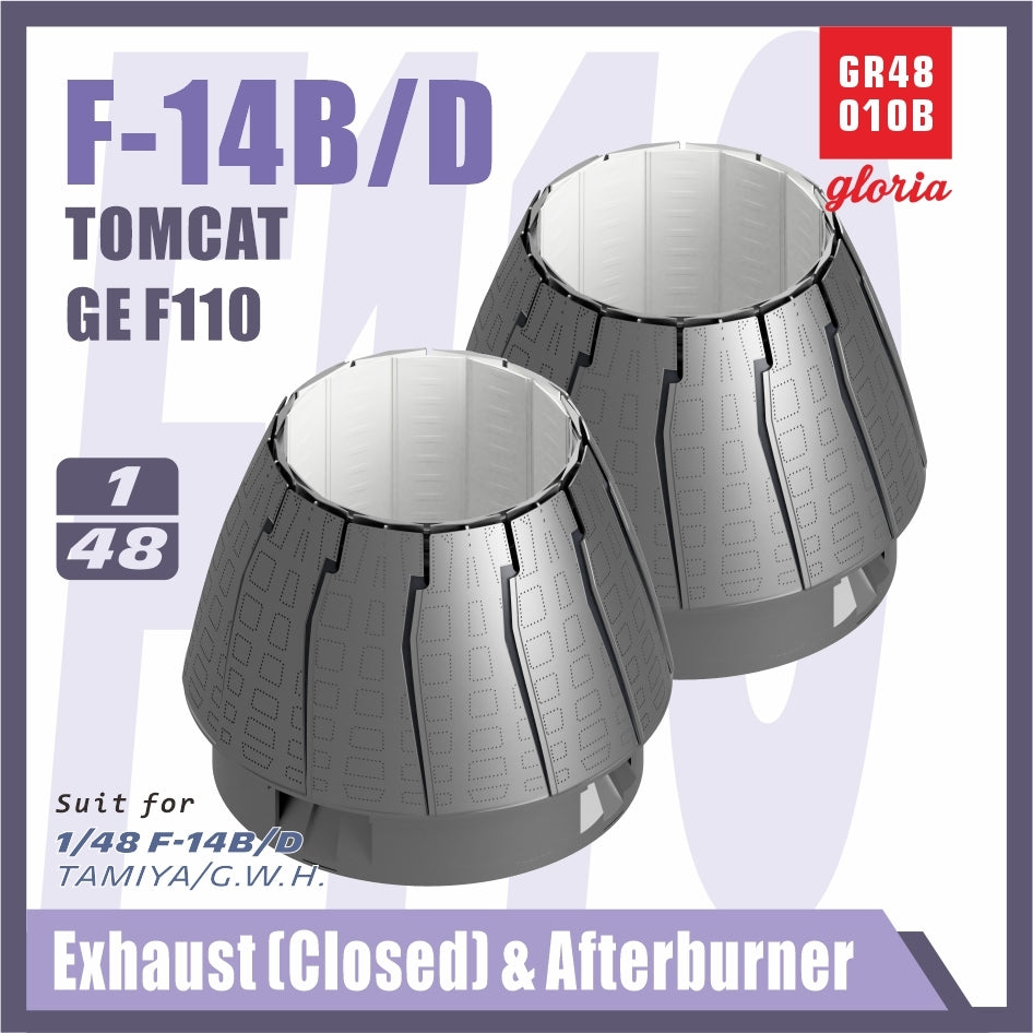 Gloria GR48010B F-14B/D F110-GE-400 Exhaust Nozzle &amp; Afterburner CLOSED TAMIYA/GWH 1/48