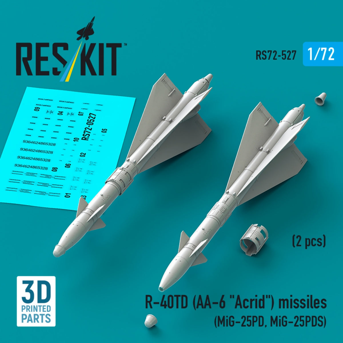 RESKIT RS72-0527 R-40TD (AA-6 "Acrid") missiles (2 pcs) (3D Printed) 1/72