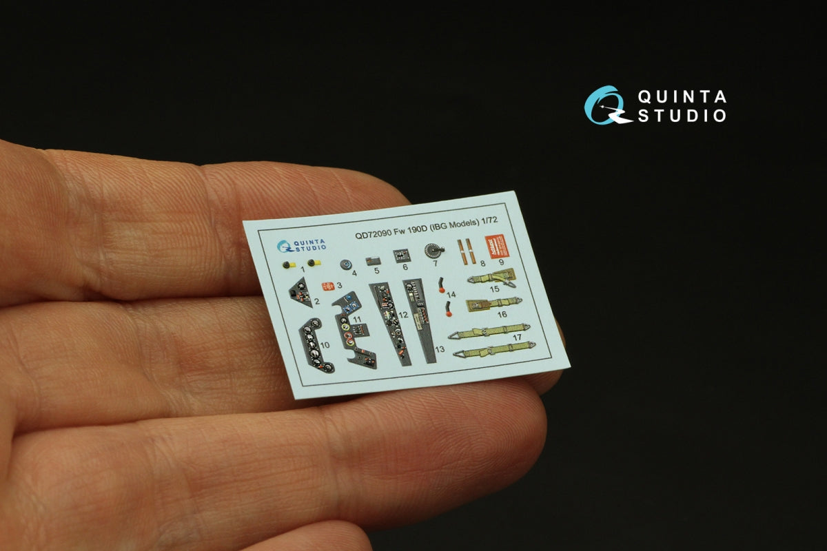 Quinta Studio QD72090 Fw 190D 3D-Printed &amp;amp; coloured Interior on decal paper (IBG models) 1/72 – immagine 4