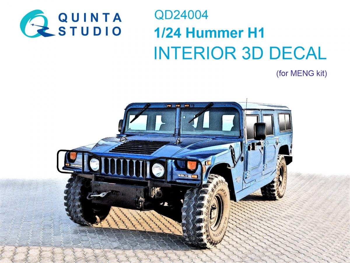 Quinta Studio QD24004 Hummer H1 3D-Printed &amp;amp; coloured Interior on decal paper (MENG) 1/24