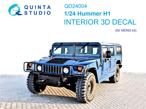 Quinta Studio QD24004 Hummer H1 3D-Printed &amp;amp; coloured Interior on decal paper (MENG) 1/24