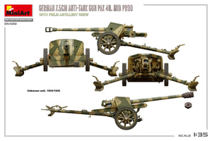 MiniArt 35400 GERMAN 7.5CM ANTI-TANK GUN PAK 40. MID PROD. WITH FIELD ARTILLERY CREW 1/35 – Bild 7