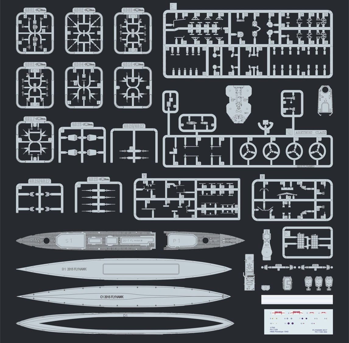 FlyHawk Model FH1109s HMS Penelope 1940 - Deluxe Edition 1/700 – imagen 4