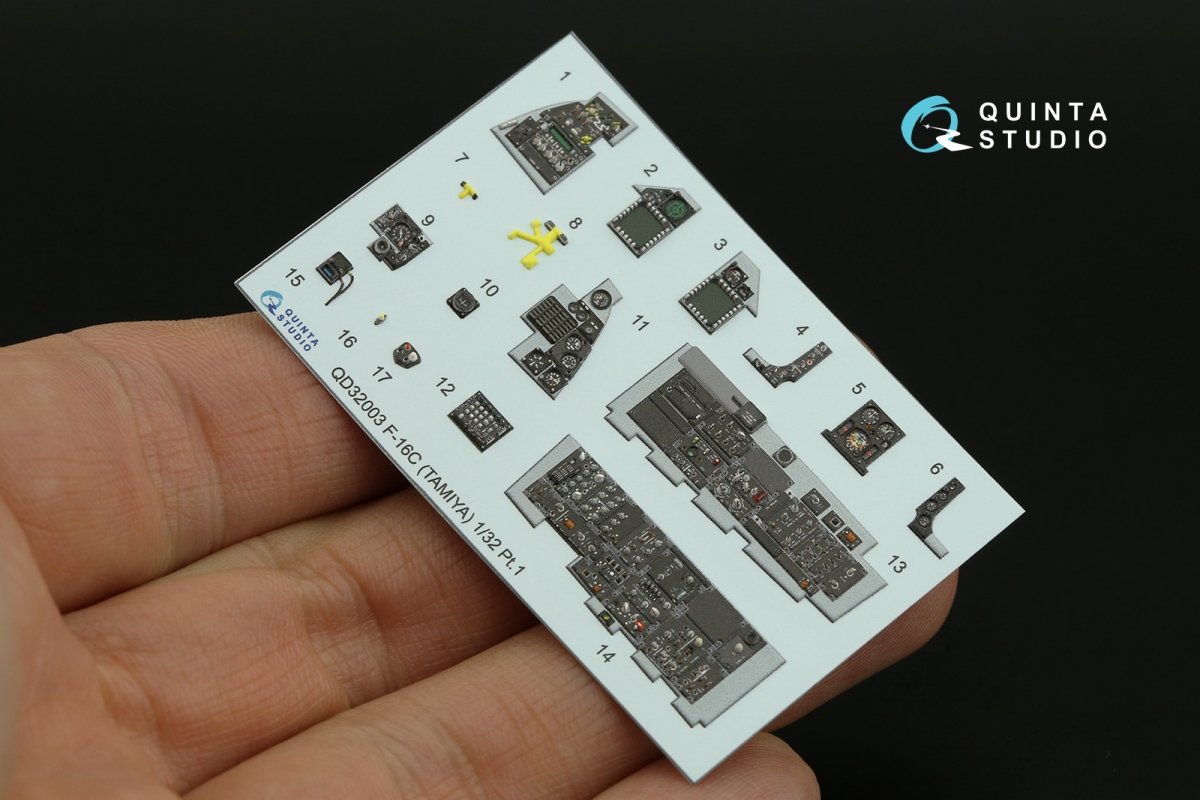 Quinta Studio QDS-32003 F-16C 3D-Printed &amp;amp; coloured Interior on decal paper ( Tamiya ) (small version) 1/32 – imagen 10