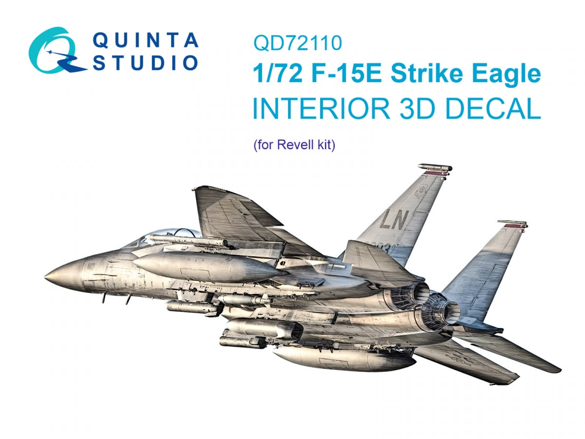 Quinta Studio QD72110 F-15E 3D-Printed &amp;amp; coloured Interior on decal paper (Revell) 1/72