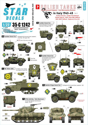Star Decals 35-C1242 Chars polonais en Italie 1943-45 # 3 1/35