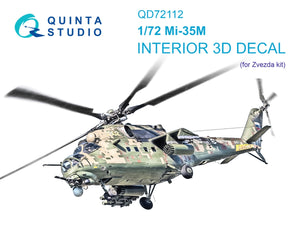 Intérieur coloré imprimé en 3D sur papier décalcomanie Quinta Studio QD72112 Mi-35M (Zvezda) 1/72