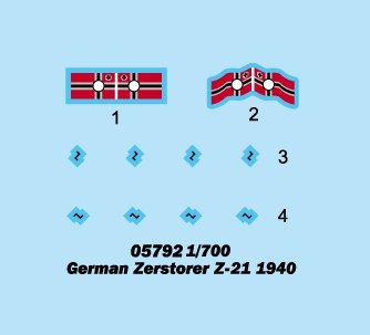Trumpeter 05792 German Zerstorer Z-21 1940 1/700 – Bild 3